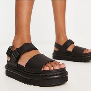 Dr. Martens Voss Black Platform Strappy Sandals